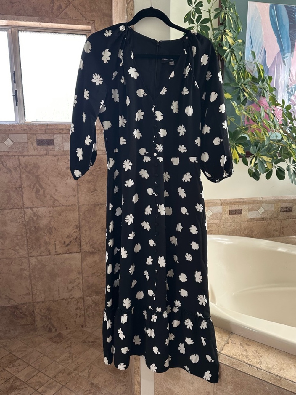 Karl Lagerfeld Paris Flowy Black & White Floral Print Dress